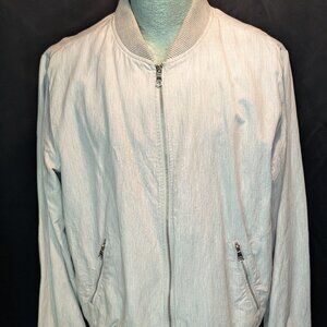 Mens Varsity Bomber Jacket Coat Banana Republic Large L Light Grey EUC